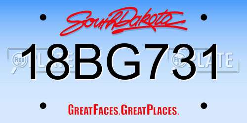 18BG731 South Dakota License Plate