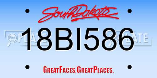 18BI586 South Dakota License Plate