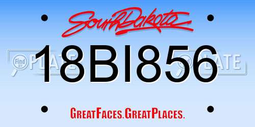 18BI856 South Dakota License Plate