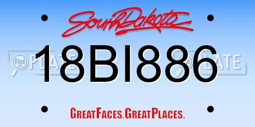 18BI886 South Dakota License Plate