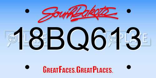 18BQ613 South Dakota License Plate