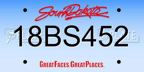 18BS452 South Dakota License Plate