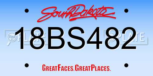 18BS482 South Dakota License Plate