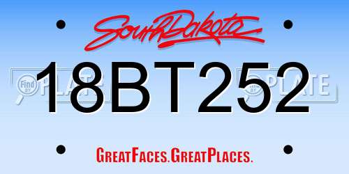 18BT252 South Dakota License Plate