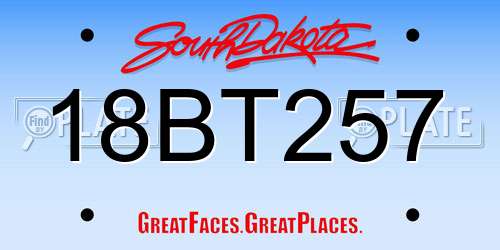 18BT257 South Dakota License Plate