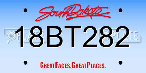 18BT282 South Dakota License Plate