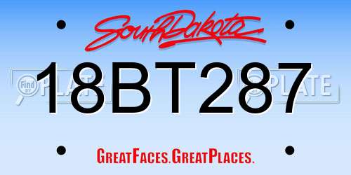 18BT287 South Dakota License Plate