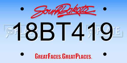 18BT419 South Dakota License Plate