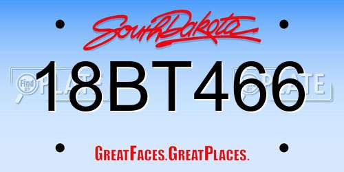 18BT466 South Dakota License Plate