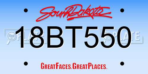 18BT550 South Dakota License Plate