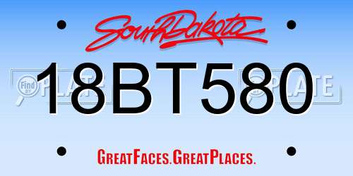 18BT580 South Dakota License Plate