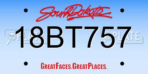 18BT757 South Dakota License Plate