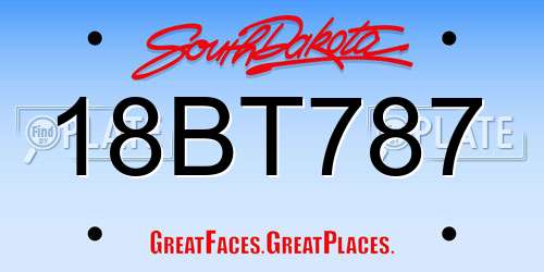 18BT787 South Dakota License Plate