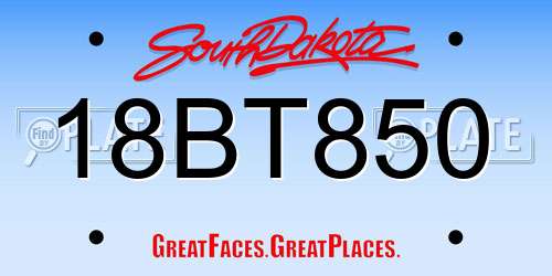 18BT850 South Dakota License Plate