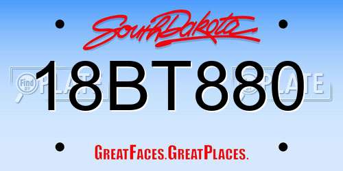 18BT880 South Dakota License Plate