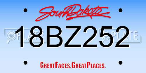18BZ252 South Dakota License Plate