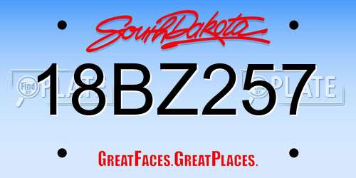 18BZ257 South Dakota License Plate