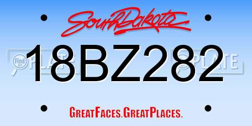 18BZ282 South Dakota License Plate