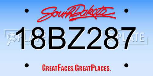 18BZ287 South Dakota License Plate
