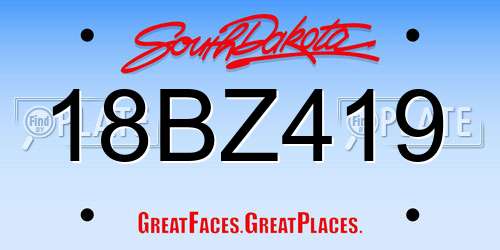 18BZ419 South Dakota License Plate