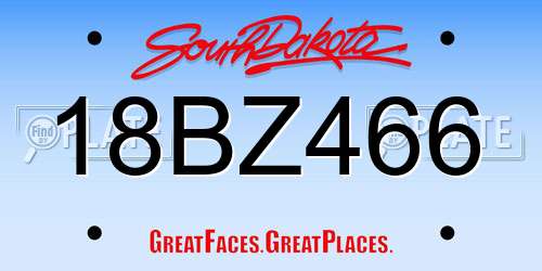 18BZ466 South Dakota License Plate