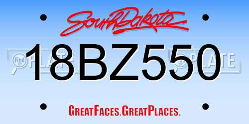 18BZ550 South Dakota License Plate