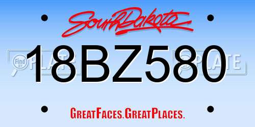 18BZ580 South Dakota License Plate