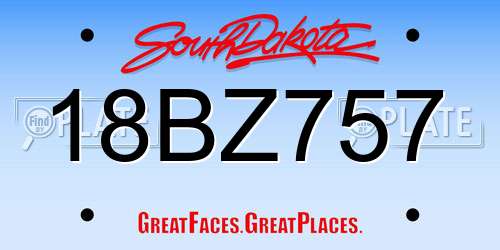 18BZ757 South Dakota License Plate