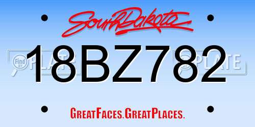 18BZ782 South Dakota License Plate