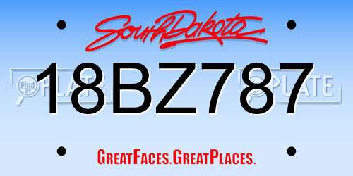 18BZ787 South Dakota License Plate