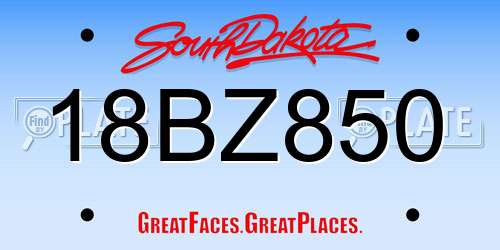 18BZ850 South Dakota License Plate