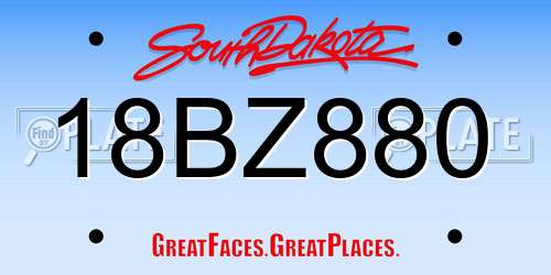 18BZ880 South Dakota License Plate
