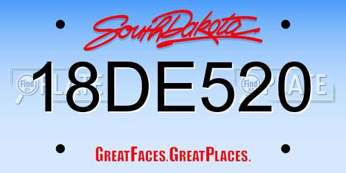 18DE520 South Dakota License Plate