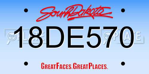 18DE570 South Dakota License Plate