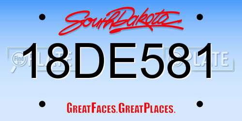 18DE581 South Dakota License Plate