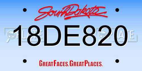 18DE820 South Dakota License Plate