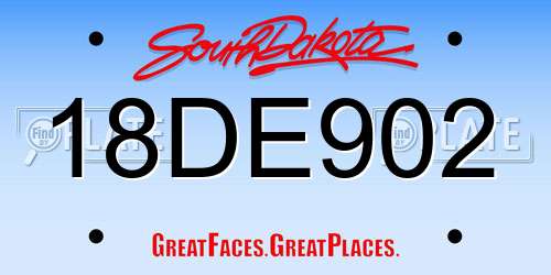 18DE902 South Dakota License Plate