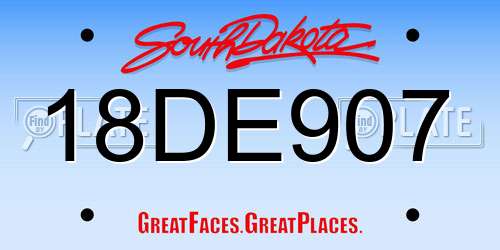 18DE907 South Dakota License Plate