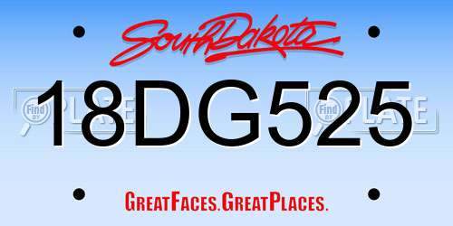 18DG525 South Dakota License Plate