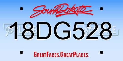 18DG528 South Dakota License Plate