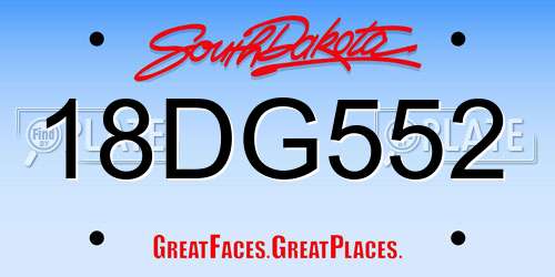 18DG552 South Dakota License Plate