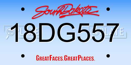 18DG557 South Dakota License Plate