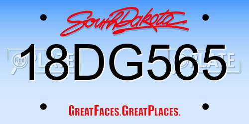 18DG565 South Dakota License Plate