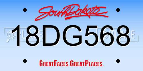 18DG568 South Dakota License Plate