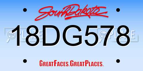 18DG578 South Dakota License Plate