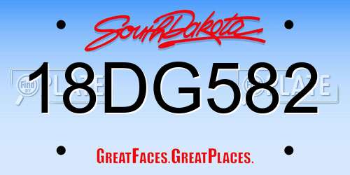 18DG582 South Dakota License Plate