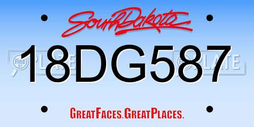 18DG587 South Dakota License Plate