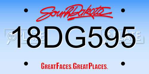18DG595 South Dakota License Plate