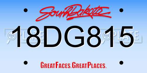 18DG815 South Dakota License Plate