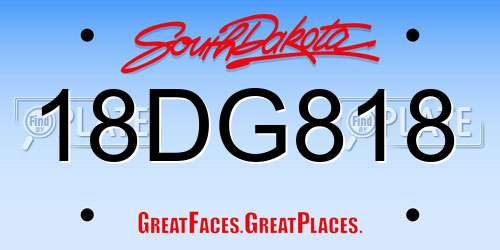 18DG818 South Dakota License Plate